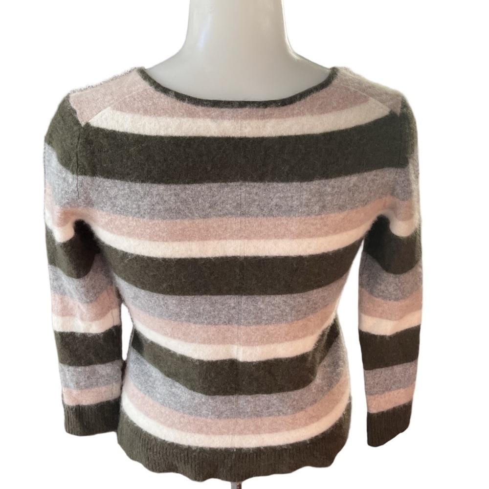 41 Hawthorn Rella Cashmere Olive and Beige Striped Sweater size S - Picture 3 of 8